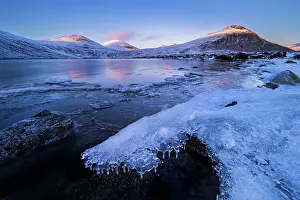 Down Prints: Winter snow and ice on Lough Shannagh and summit of Doan