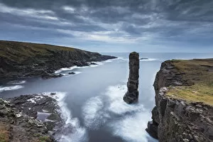 Images Dated 30th October 2014: Yesnaby sea stack in stormy light, Orkney, Scotland, October 2014