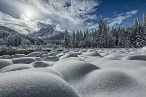 Zelenci Springs in winter, Julian Alps, Kranjska Gora, Slovenia, February 2018